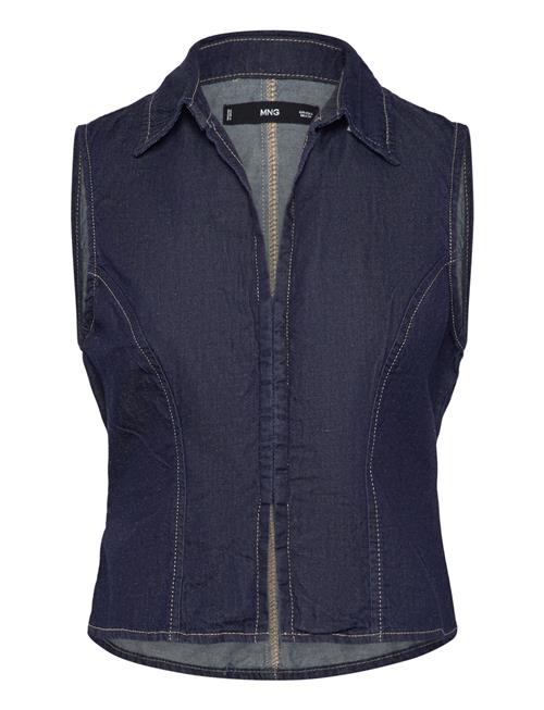 Fitted Denim Top Mango Navy