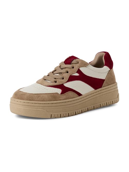 Tamaris Sneaker low  beige / mørkerød / offwhite