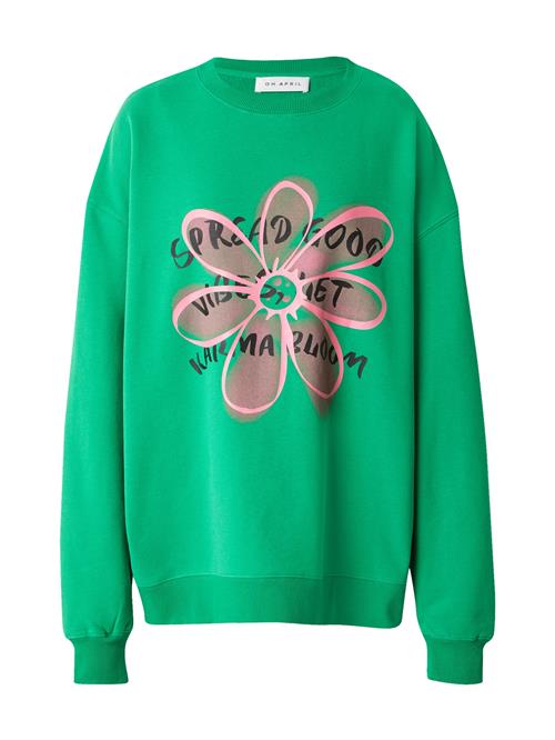 OH APRIL Sweatshirt 'Good Vibes'  lime / gammelrosa / sort
