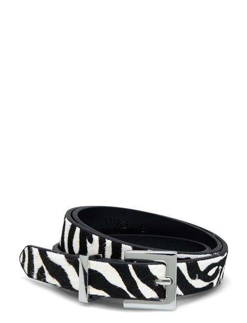 Zebra-Print Fur Belt Mango Black