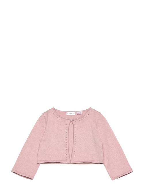 Se Openwork Detail Knit Cardigan Mango Pink ved Booztlet