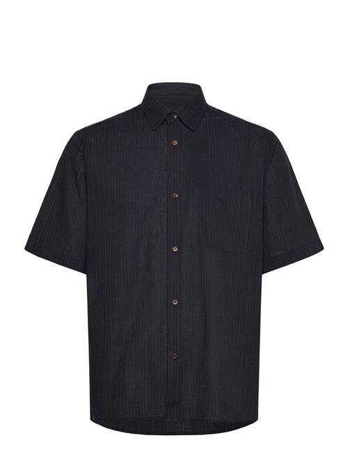 Cotton Linen Victor Stripe Shirt Ss Mads Nørgaard Navy