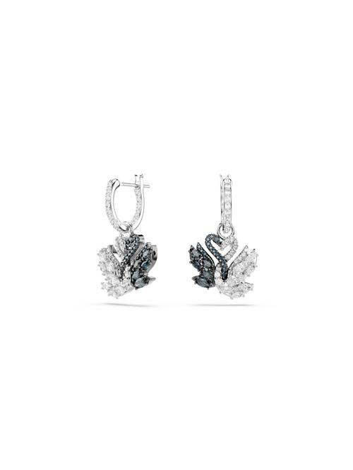 Swarovski Øreringe 'Swan'  sort / sølv / hvid