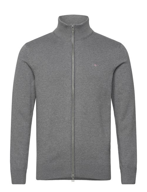 Se Casual Cotton Zip Cardigan GANT Grey ved Booztlet
