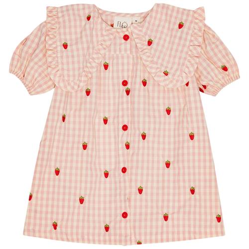 Flöss Dolly Dress Pink Berry Gingham 98 cm  Lyserød  98 cm  kvinde