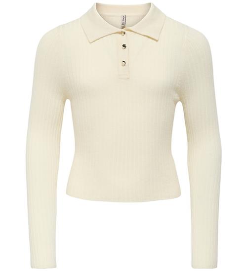 Se Kids Only Polo - Rib - Strik - KogMila - Birch/Gold Button ved KidsWorld