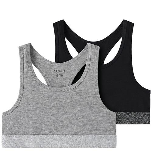 Name It Top - Noos - NkfShort - 2-pak - Black w/Grey Melange