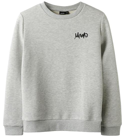 Se LMTD Sweatshirt - NlmEddy - Lysegråmeleret m. Print ved KidsWorld