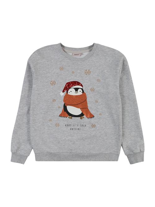 ONLY GIRLS Sweatshirt 'KOGYda Xmas'  grå-meleret / rød / sort / hvid