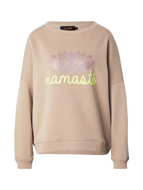 miss goodlife Sweatshirt 'Namasté'  beige / neongul / lilla / neonpink