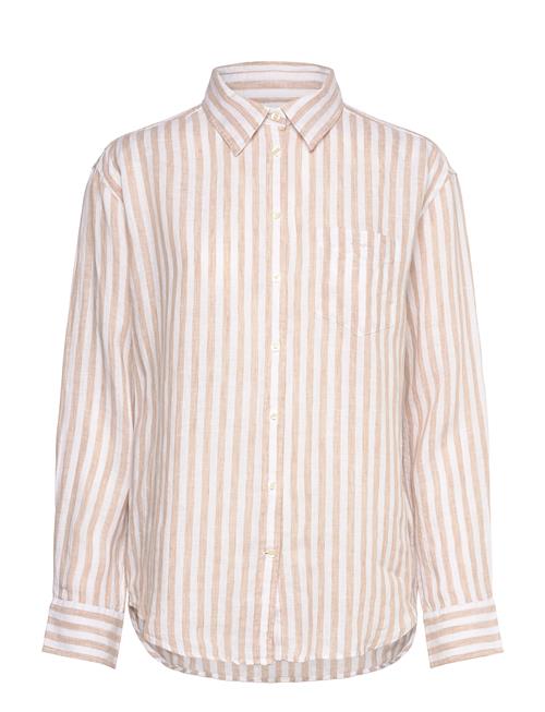 Se Rel Striped Linen Shirt GANT Beige ved Booztlet