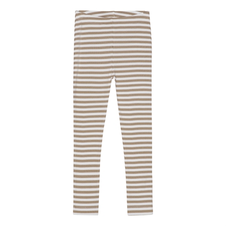 Se BIRKHOLM Stribede Rib Leggings Kashmir Brun & Perfekt Hvid hos SmartKidz
