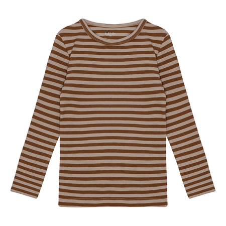 Se BIRKHOLM Stribet Rib Bluse Kashmir Brun & Varm Brun hos SmartKidz