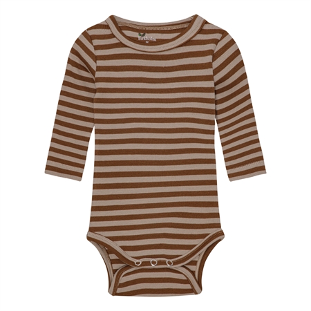 Se BIRKHOLM Stribet Rib Body Kashmir Brun & Varm Brun hos SmartKidz