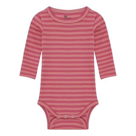 BIRKHOLM Stribet Rib Body Hindbær Rosa & Falmet Rosa