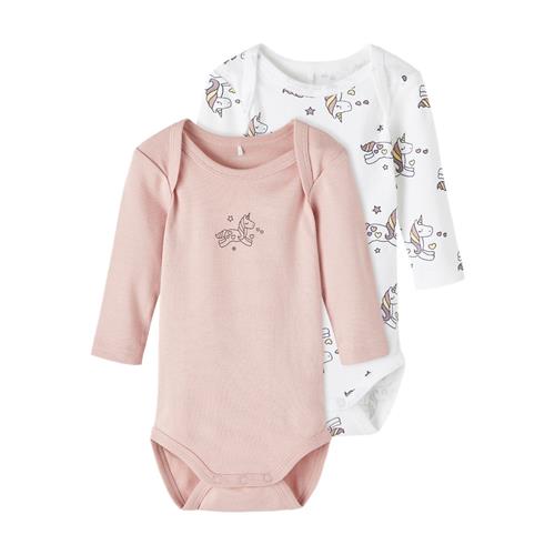 Se NAME IT 2-Pak Langærmet Body Unicorn Bright White hos SmartKidz