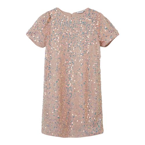 NAME IT Kortærmet Paillet Kjole Funica Parfait Pink