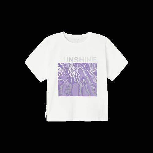 Se NAME IT Løs Kort T-Shirt Javase Bright White Purple hos SmartKidz
