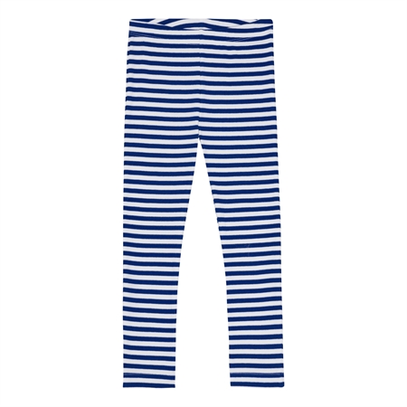 Se BIRKHOLM Stribede Rib Leggings Perfekt Hvid & Kobolt Blå hos SmartKidz