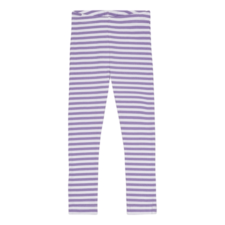 Se BIRKHOLM Stribede Rib Leggings Perfekt Hvid & Pastel Lilla hos SmartKidz