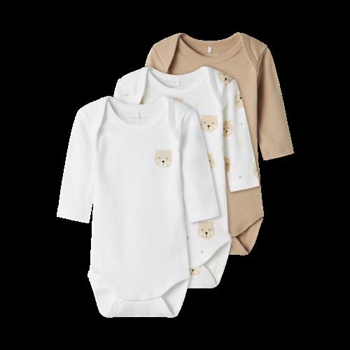 NAME IT 3-Pak Body Langærmet Oxford Tan