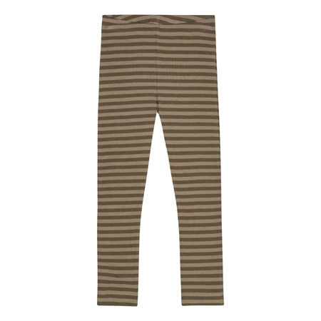 Se BIRKHOLM Stribede Rib Leggings Mose Brun & Valnød Brun hos SmartKidz