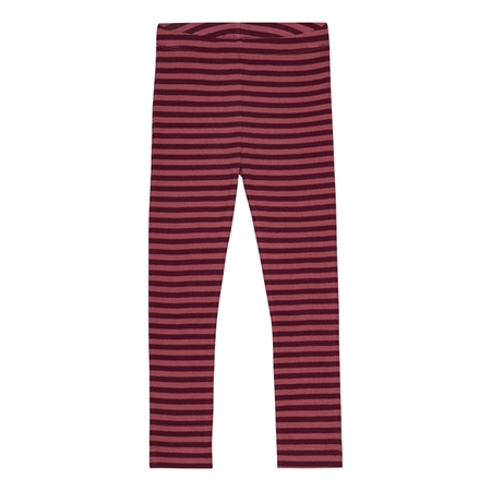 Se BIRKHOLM Stribede Rib Leggings Blomme Lilla & Rabarber Rosa hos SmartKidz