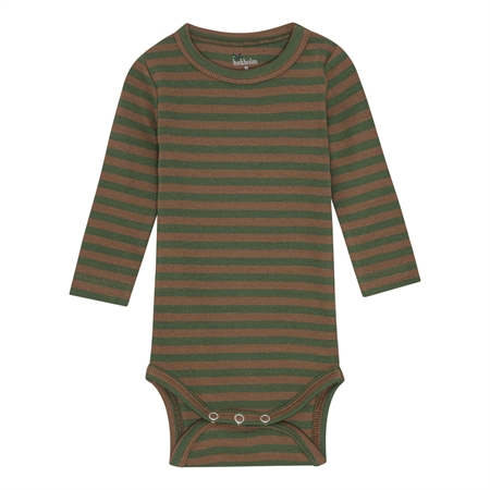 Se BIRKHOLM Stribet Rib Body Teak Brun & Army Grøn hos SmartKidz