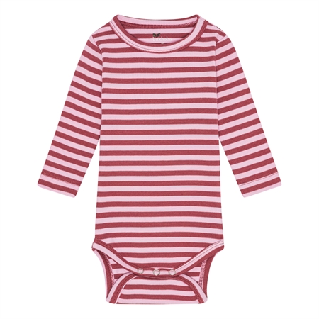 Se BIRKHOLM Stribet Rib Body Rabarber Rosa & Baby Lyserød hos SmartKidz