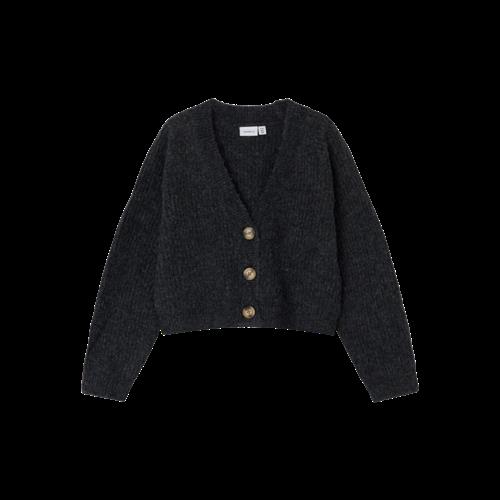 NAME IT Kort Strik Cardigan Holly Dark Grey Melange