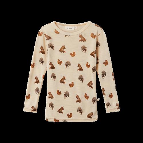 LIL ATELIER Langærmet Uld Bluse Nimo Sandshell