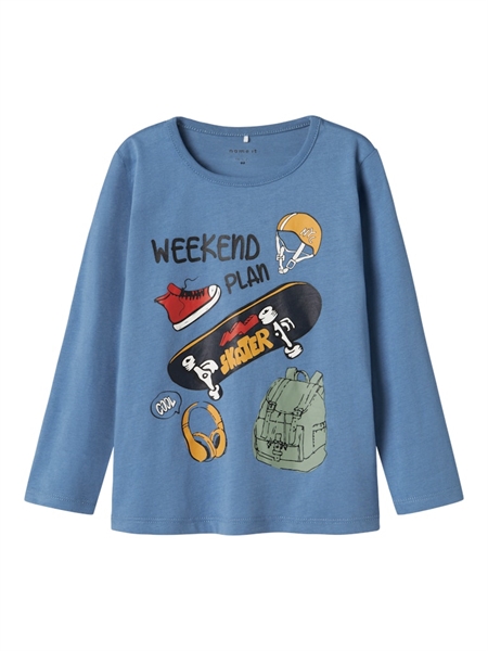 Se NAME IT Dino Bluse Plasse Coronet Blue hos SmartKidz