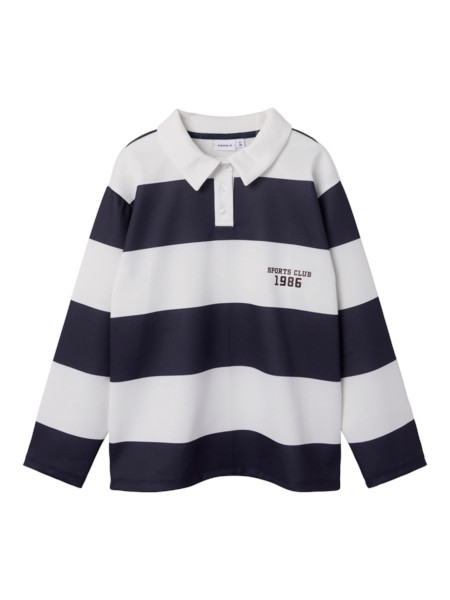 Se NAME IT Langærmet Polo Bluse Bright White Night Sky hos SmartKidz