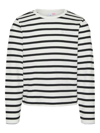 Se VERO MODA GIRL Stribet Bluse Tala Snow White Black hos SmartKidz