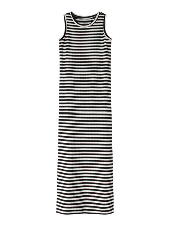 NAME IT Rib Maxi Kjole Suraja Bright White Black
