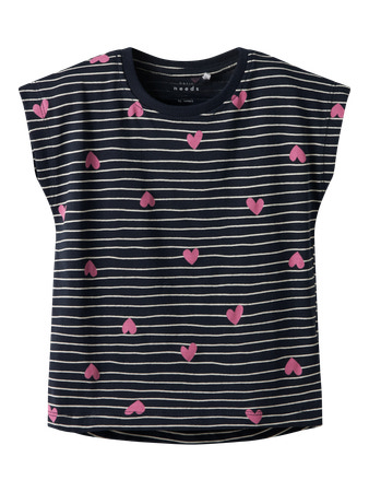 Se NAME IT T-shirt Vigga Dark Sapphire Hearts hos SmartKidz