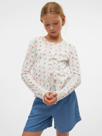 Vero Moda Girl Sløjfe Cardigan Marie Snow White Strawberry