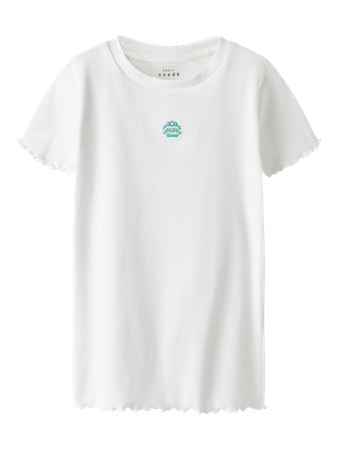 Se NAME IT Rib T-shirt Vivemma Bright White Shell hos SmartKidz