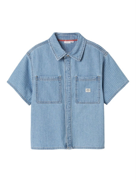 NAME IT Kortærmet Denim Skjorte Felix Light Blue Denim