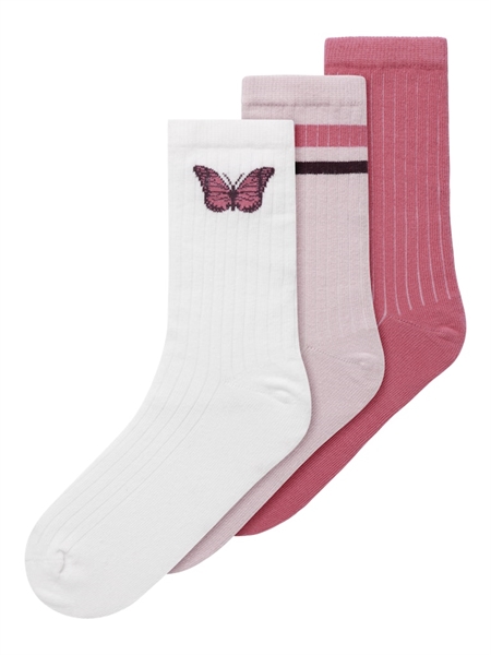 Se NAME IT 3 Pak Strømper Luna Bright White Rapture Rose hos SmartKidz