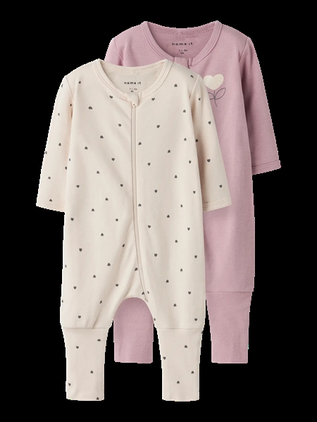 Se NAME IT 2-Pak Natdragter Heart Summer Sand hos SmartKidz