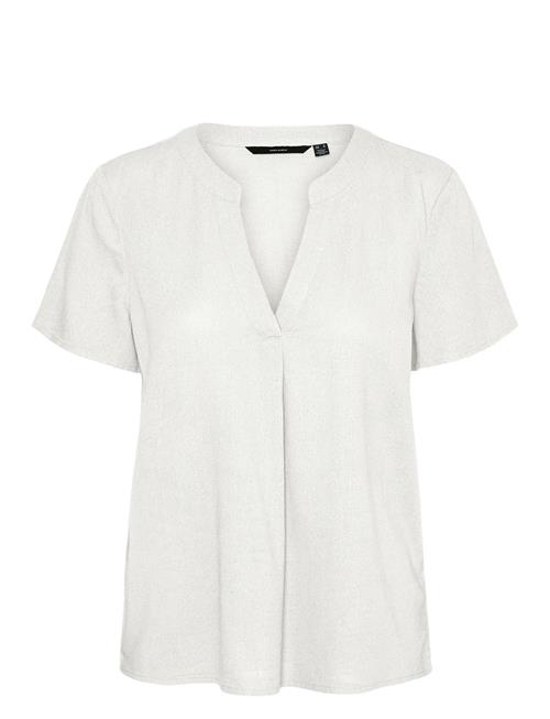 Vmmymilo Ss V-Neck Top Wvn Ga Vero Moda White