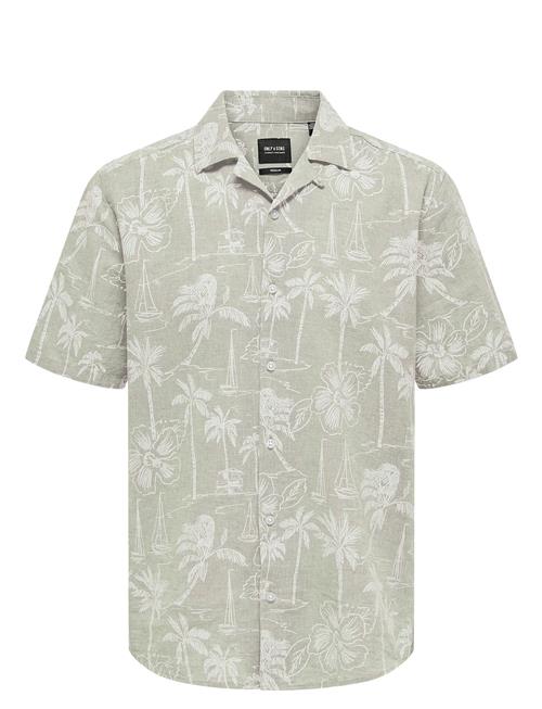 Onscaiden Ss Reg Hawaii Aop Linen Noos ONLY & SONS Beige