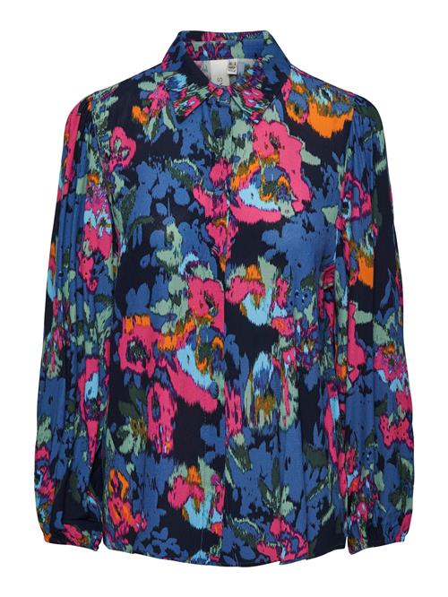 YAS Bluse 'FIMA'  navy / aqua / pastelgrøn / fuchsia