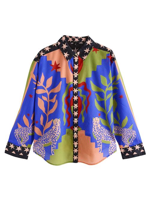 Next Bluse  creme / blå / grøn / burgunder