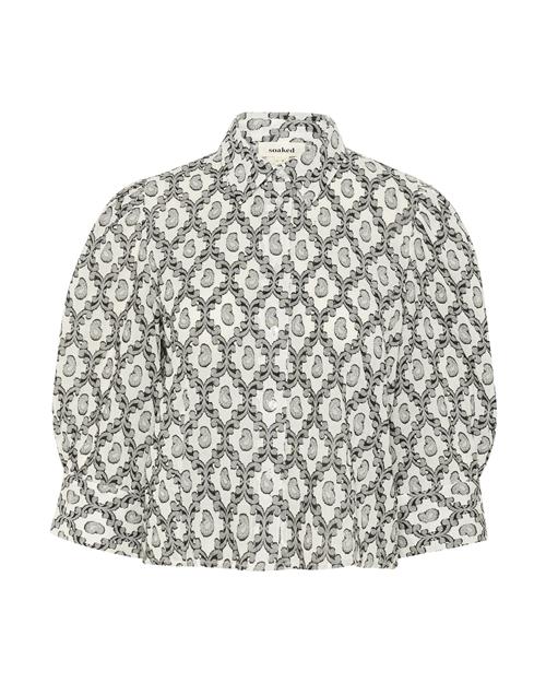 SOAKED IN LUXURY Bluse 'Erika Hella'  grå / sort / hvid