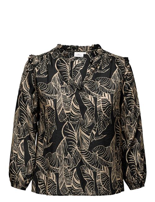Carbetsey L/S Frill Top Aop ONLY Carmakoma Black