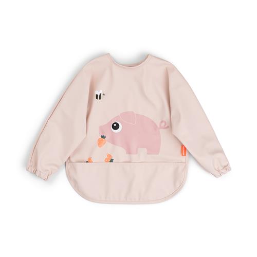 Done by Deer Sleeved Pocket Bib Tiny Farm Powder Powder One Size  Lyserød  One Size  Unisex