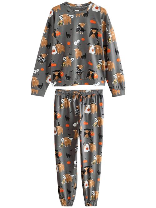 Next Pyjamas  grå / orange / sort / hvid