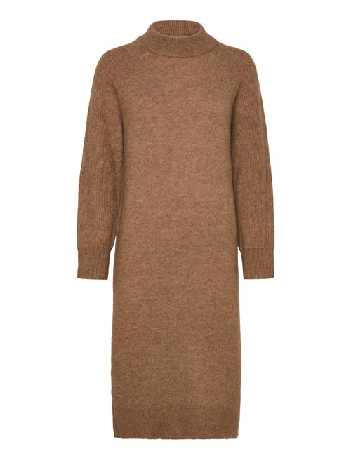 Slfrena Ls High Neck Knit Dress Camp Selected Brown